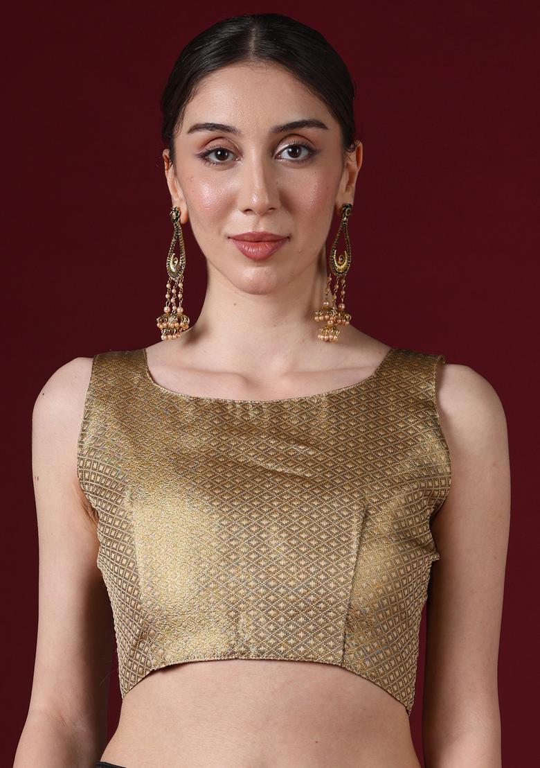 Black Embellished Silk Saree Set - Indya