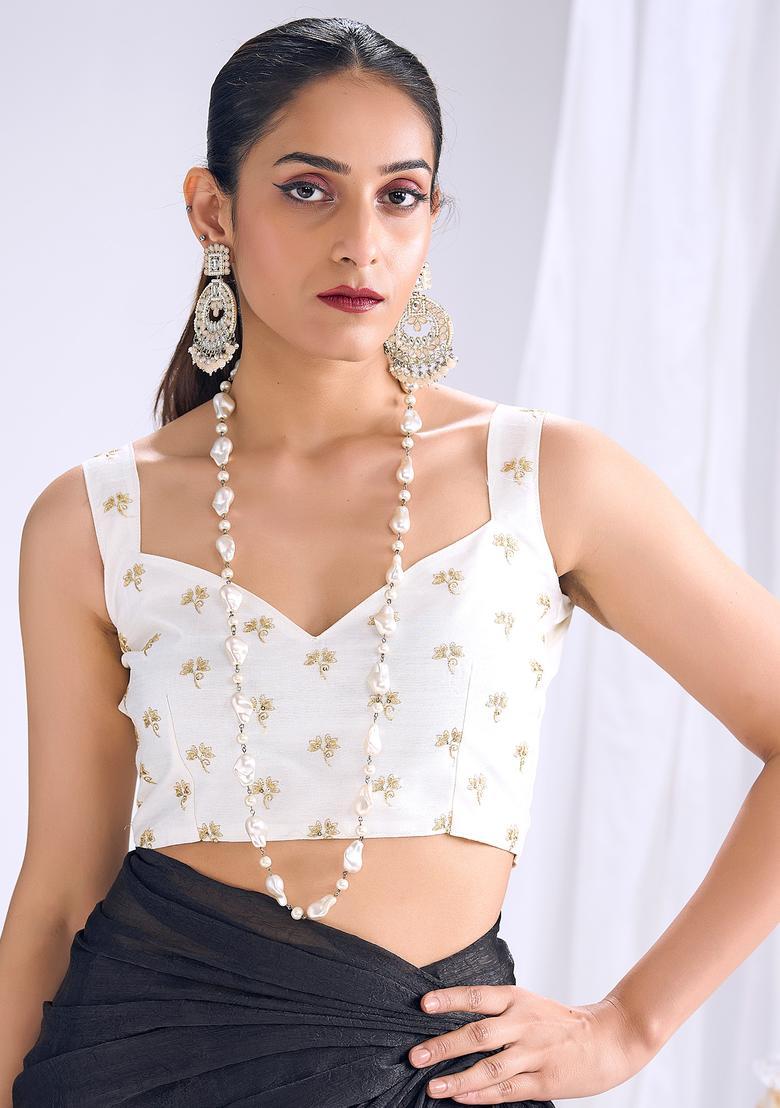 Black Solid Silk Saree Set - Indya