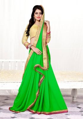 Perrot Green Stone Work Georgette Saree Set