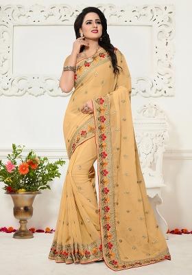 Gajari Embroidery Georgette Saree Set