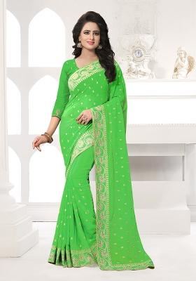 Perrot Green Embroidery Georgette Saree Set