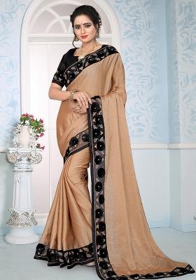 Chiku Embroidery Silk Saree Set