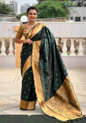 Green Jacquard Silk Saree Set