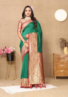 Green Jacquard Silk Saree Set