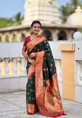 Green Jacquard Silk Saree Set