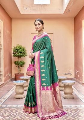Green Jacquard Silk Saree Set