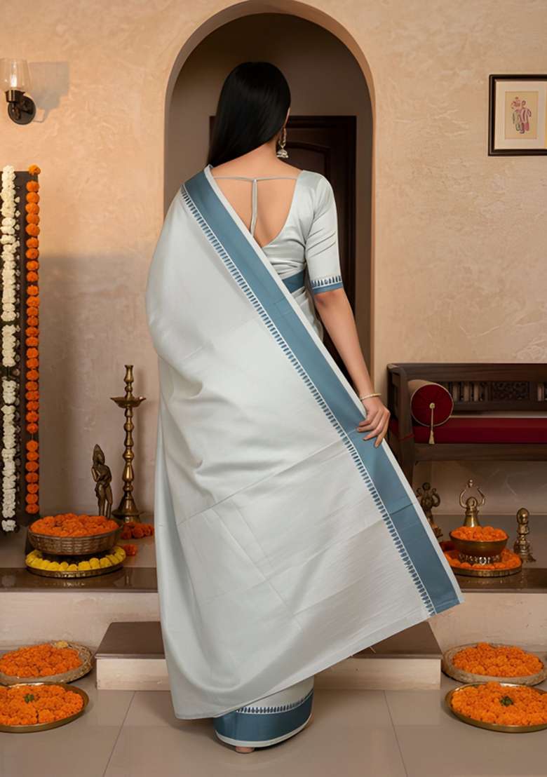Teal Green Woven Design Manipuri Kalam Saree Set for Diwali and Festive Wear - Indya