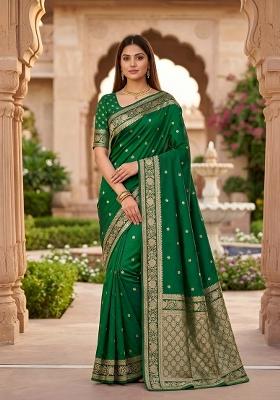Green Woven Design Banarasi Saree Set