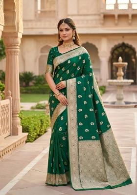 Sea Green Woven Design Banarasi Saree Set