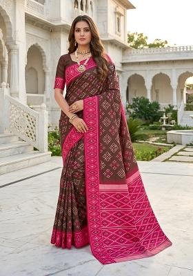Green Woven Design Silk Saree Set