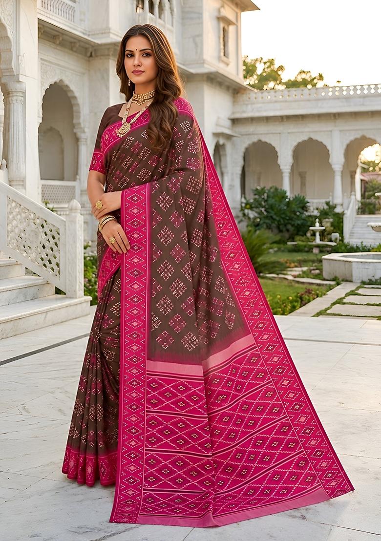 Green Woven Design Silk Saree Set - Indya