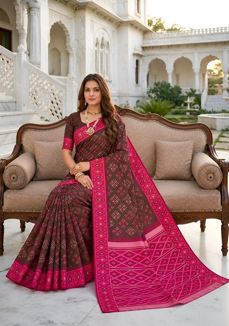 Green Woven Design Silk Saree Set - Indya