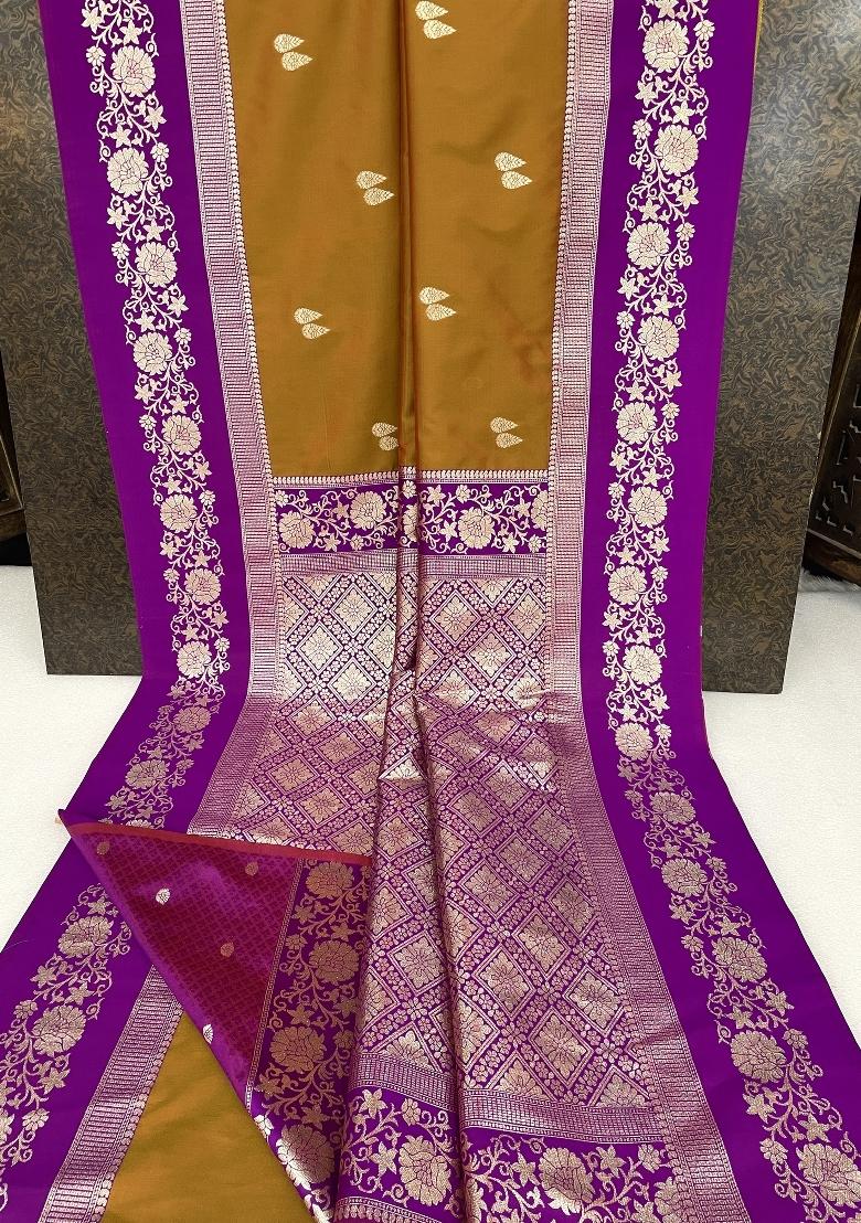 Mustard Woven Design Banarasi Saree Set - Indya