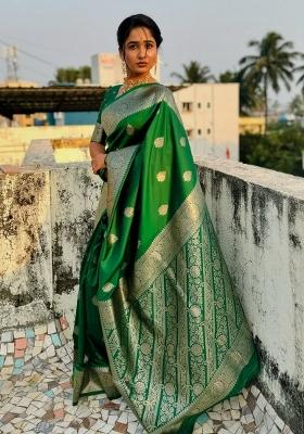 Green Woven Design Banarasi Saree Set