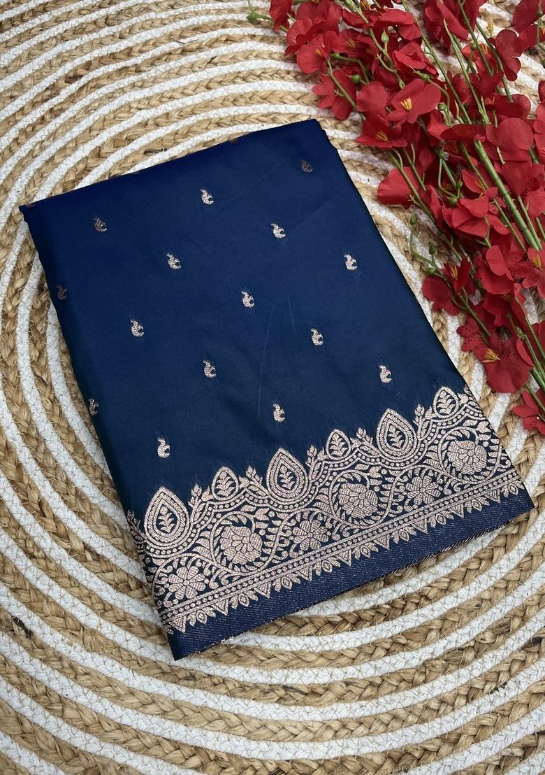 Blue Woven Design Silk Saree Set - Indya