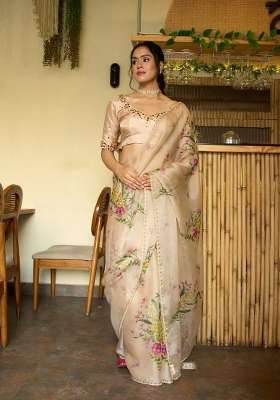 Rust Embroidered Silk Saree Set