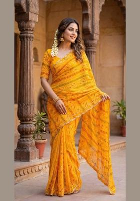 Multicolor Embroidered Georgette Saree Set