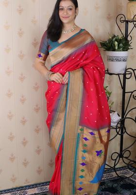 Pink Bandhej Silk Saree Set