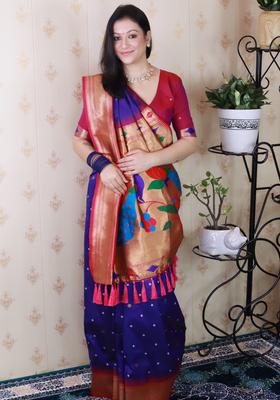 Violet Bandhej Silk Saree Set