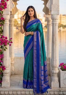 Green Zari Work Silk Saree Set