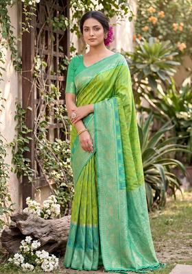 Green Zari Work Silk Saree Set