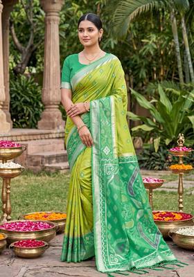 Green Zari Work Silk Saree Set