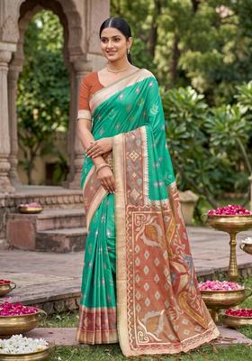 Green Zari Work Silk Saree Set
