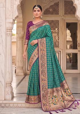 Green Zari Work Silk Saree Set