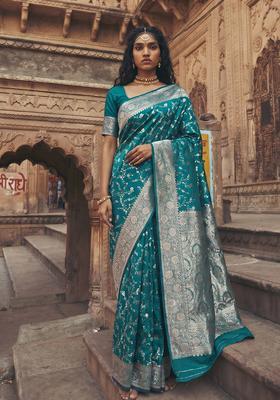 Green Zari Work Silk Saree Set
