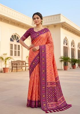Red Zari Work Silk Saree Set