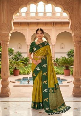 Green Zari Work Silk Saree Set