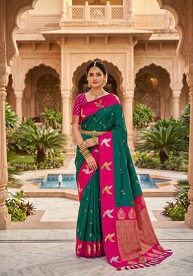 Green Zari Work Silk Saree Set