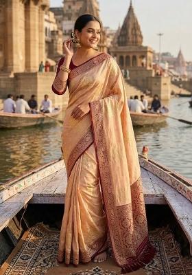 Chiku Tapela Dying Silk Saree Set