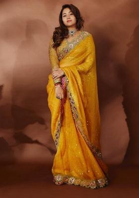 Multicolor Embroidered Georgette Saree Set