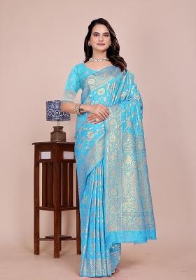Firozi Tapela Dying Silk Saree Set