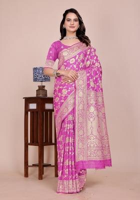 Magenta Tapela Dying Silk Saree Set