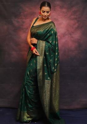 Green Zari Woven Silk Saree Set