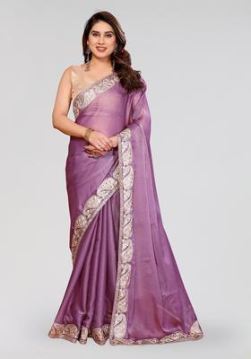 Purple Embroidered Pc Sitara Saree Set