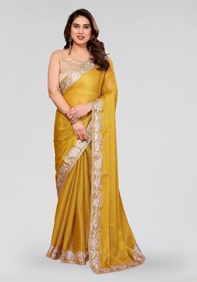 Yellow Embroidered Pc Sitara Saree Set