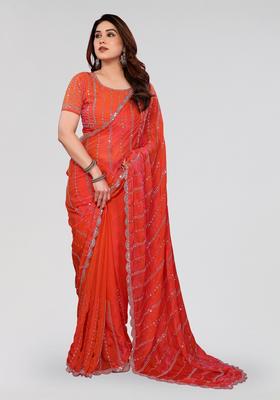 Gajari Beads Work Silk Saree Set
