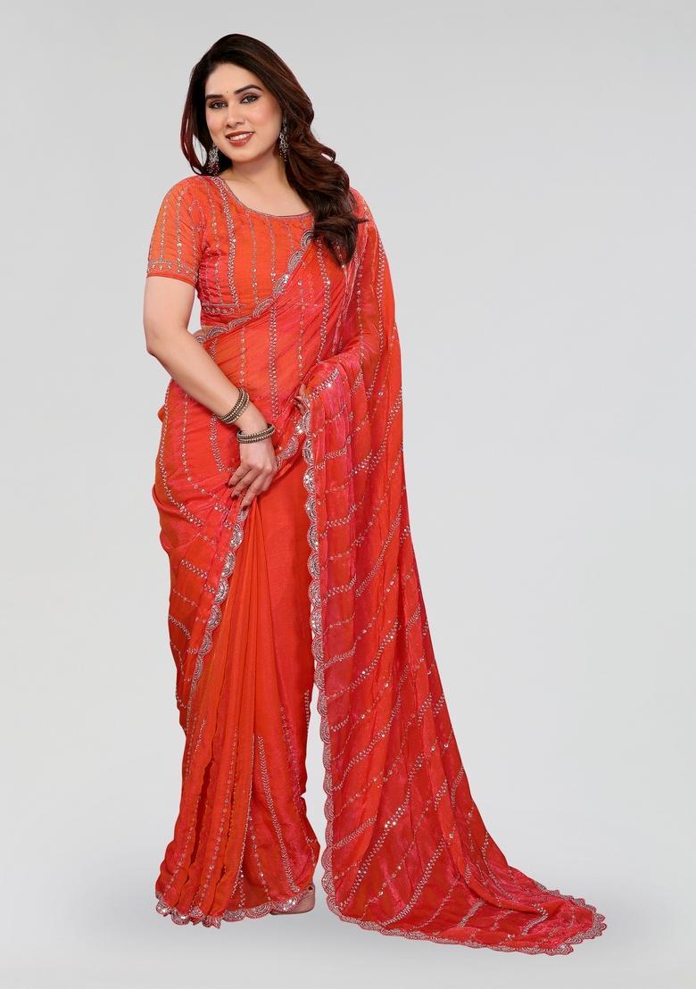 Gajari Beads Work Silk Saree Set - Indya