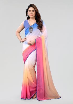 Sky Blue Printed Georgette Saree Set