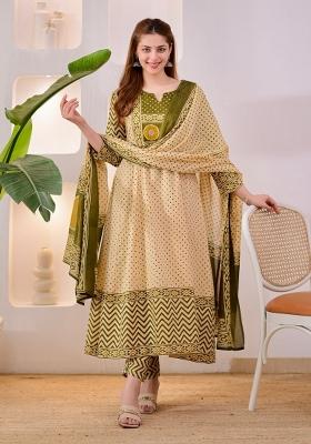Off White Embroidered Silk Saree Set