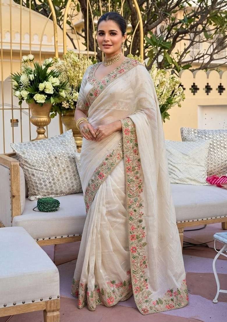 Rust Silk Saree Set with Embroidered for Diwali | Wedding & Festive Wear - Indya