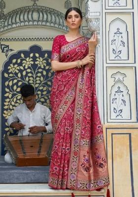 Pink Weaving Georgette Saree Set