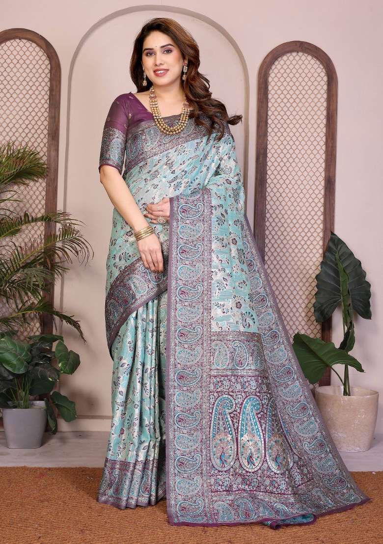 Wine Silk Saree Set with Zari Work for Diwali | Wedding & Festive Wear - Indya