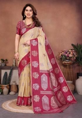 Maroon Zari Work Silk Saree Set