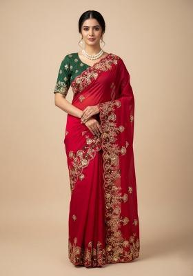 Pink Embroidered Fendi Saree Set