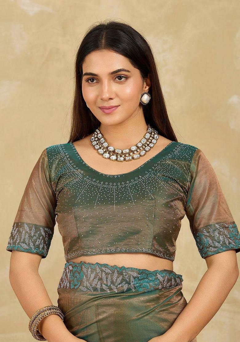 Multicolor Embroidered Net Saree Set - Indya