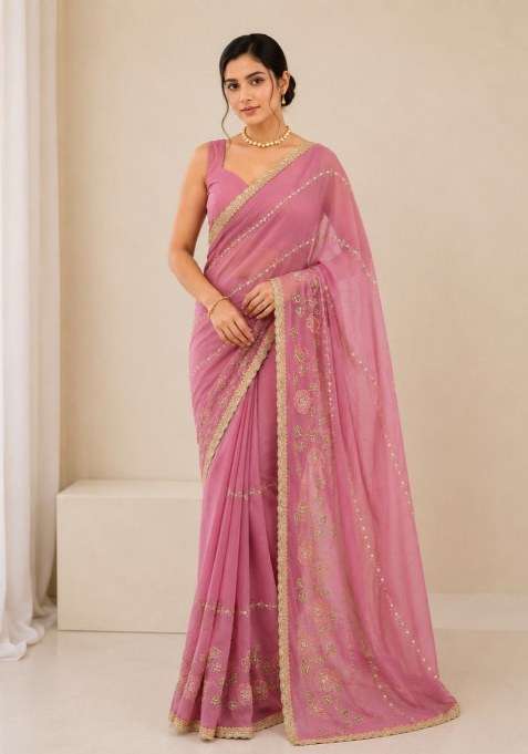 Teal Embroidered Georgette Saree Set for Diwali and Festive Wear
